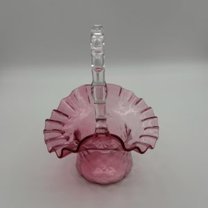 Fenton Art Glass Cranberry Hat Basket
