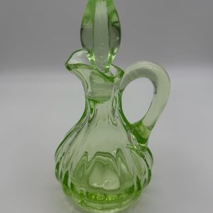 Vintage Green Depression Uranium Glass Cruet
