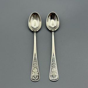 Sterling Silver Thai Espresso Spoon Thai figure with hands pressed together in respectful position. Tainaron Sterling Sold as a pair.